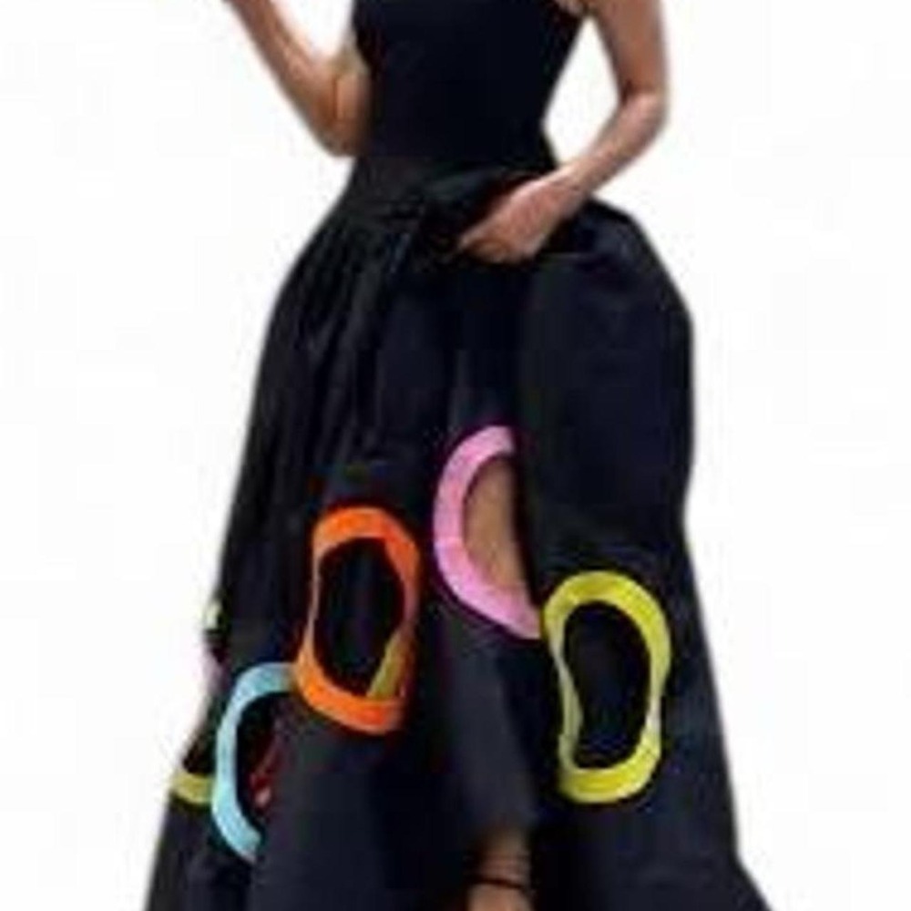 OSHOPLIVE Sleeveless Hollow Pleated Maxi Dress Multi Color Cutouts Small